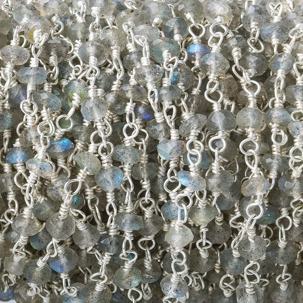 3-3.5mm Labradorite Silver plated Chain by the foot - Beadsofcambay.com