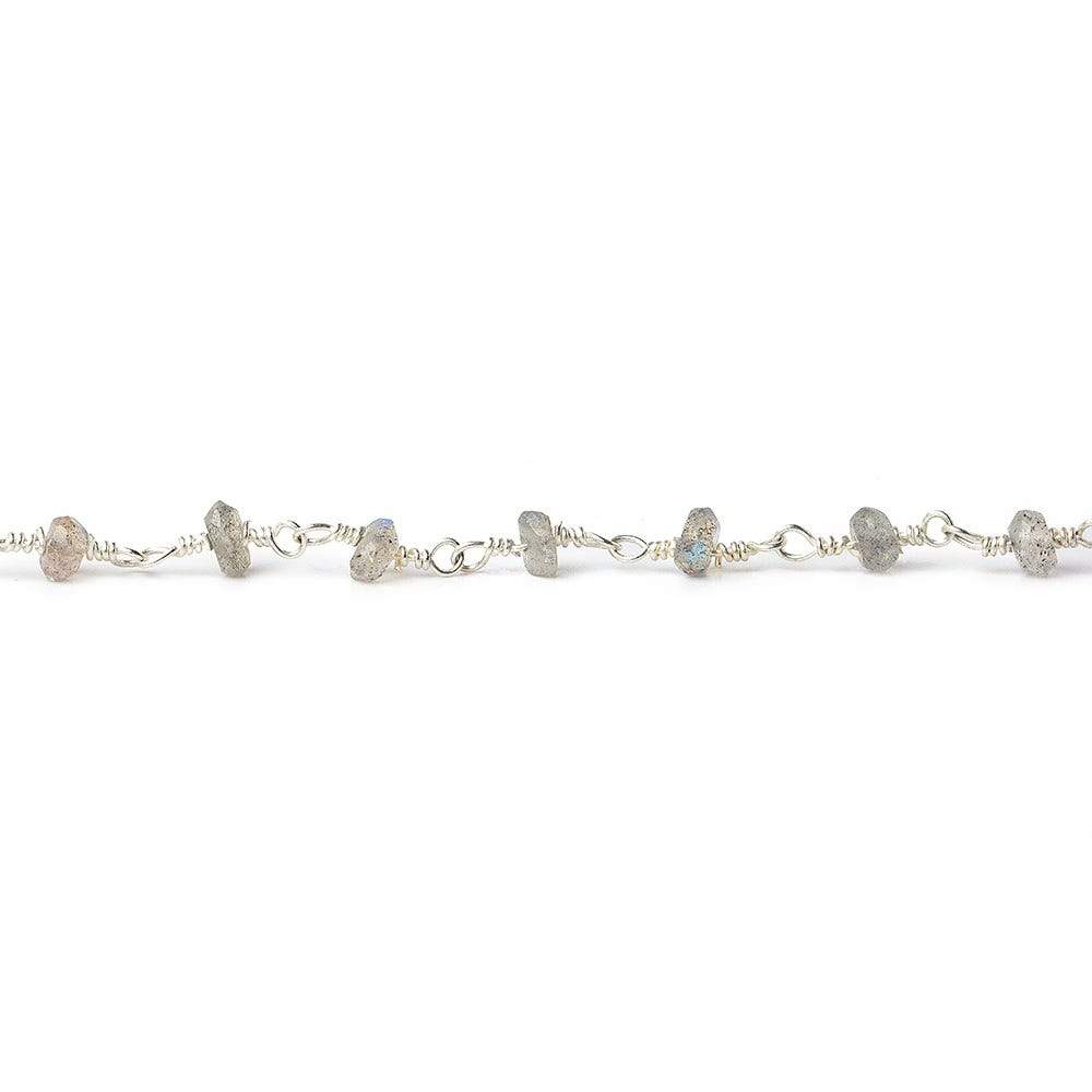 3-3.5mm Labradorite Silver plated Chain by the foot - Beadsofcambay.com