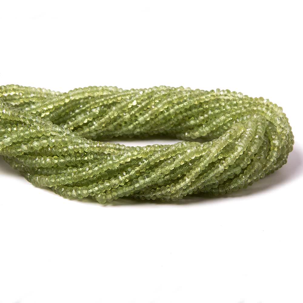 3-3.5mm Peridot faceted rondelle beads 13.5 inch 190 pieces - Beadsofcambay.com
