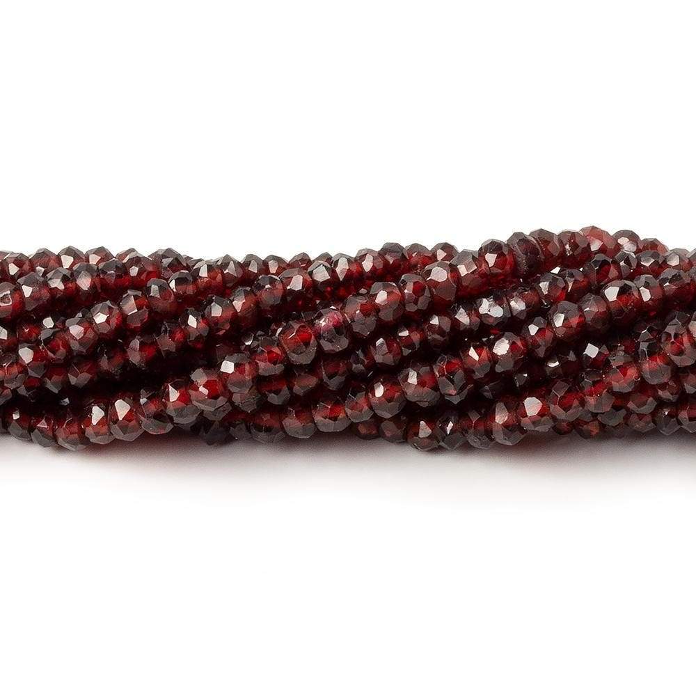 3-3.5mm Red Garnet Faceted Rondelle Beads 13 inch 152 pieces - Beadsofcambay.com