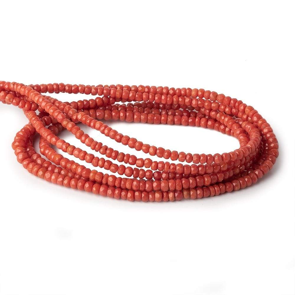 3-4.5mm Coral faceted rondelles 18.5 inch 185 pieces A - Beadsofcambay.com