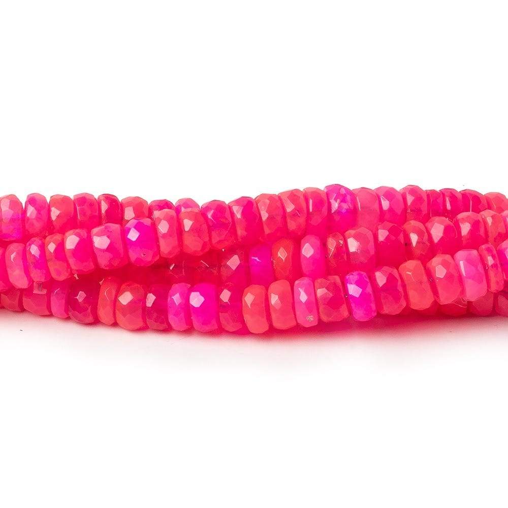 3-4.5mm Neon Pink Opal Faceted Rondelles 17 inch 200 color treated beads AA - Beadsofcambay.com