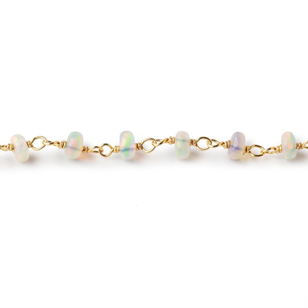 3-4mm Ethiopian Opal Plain Rondelles on Vermeil Chain by the Foot 40 Beads - Beadsofcambay.com
