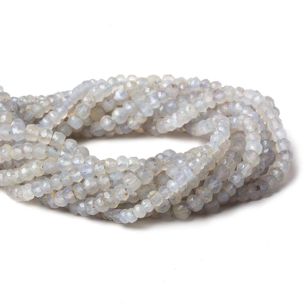 3-4mm Grey Blue Chalcedony Faceted Rondelle Beads 12.5 inch 99 pieces - Beadsofcambay.com