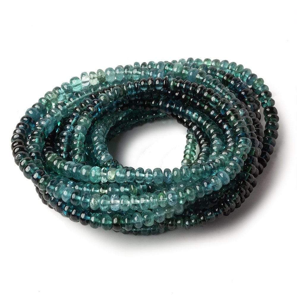 3-4mm Indicolite Blue Tourmaline plain rondelles 18 inch 210 beads AA - Beadsofcambay.com