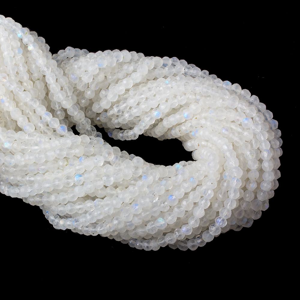 3-4mm Rainbow Moonstone Faceted Round Beads 14 inch 103 pcs - Beadsofcambay.com