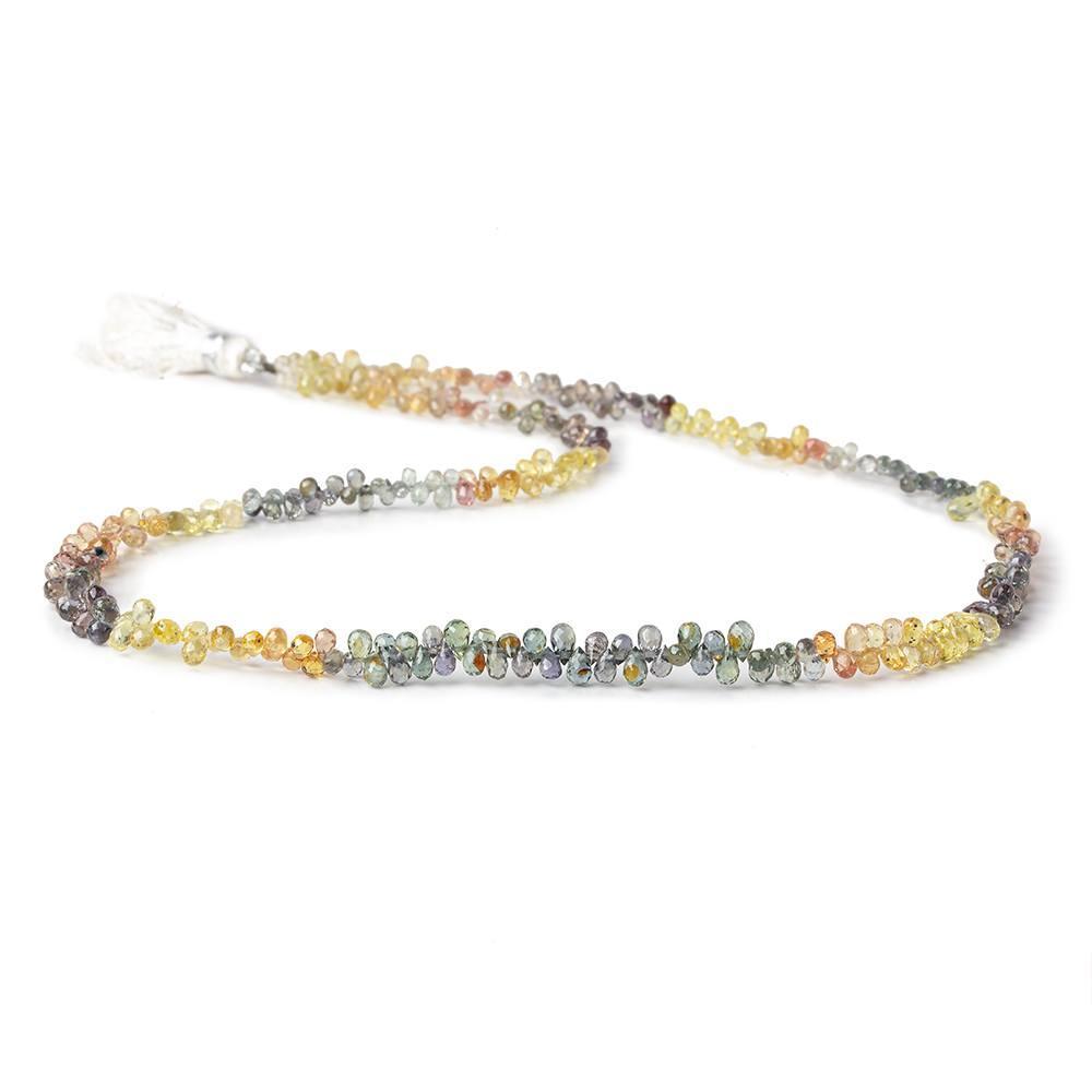 3-4mm Rainbow Sapphire Petite Tear Drop Beads 15 inch 250 pieces - Beadsofcambay.com