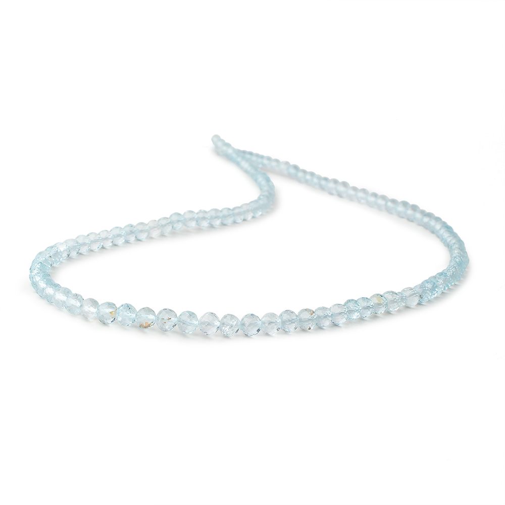 3-4mm Sky Blue Topaz Faceted Round Beads 16 inch 113 pieces - Beadsofcambay.com