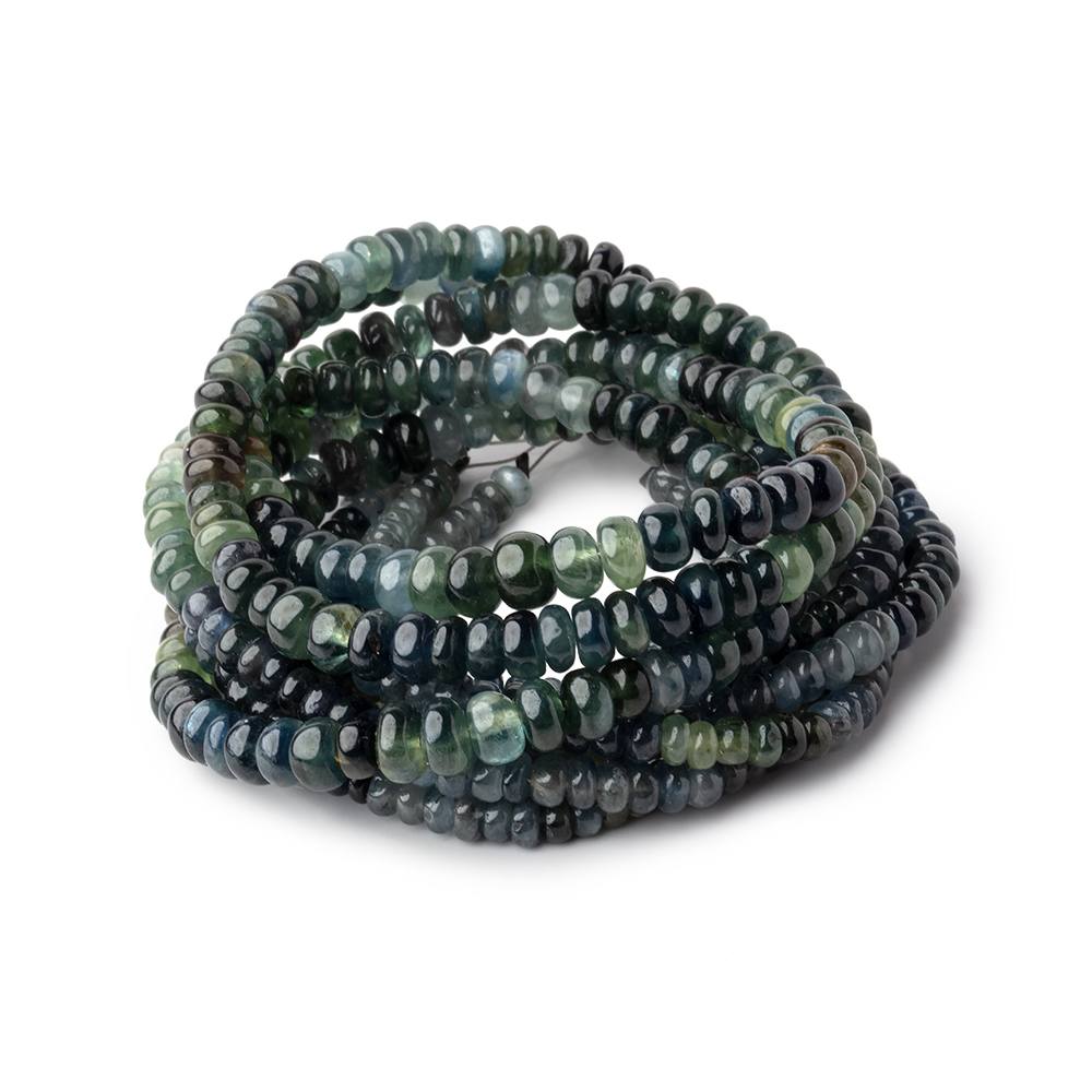 3-5.5mm Blue & Green Sapphire Plain Rondelle Beads 16 inch 172 pieces - Beadsofcambay.com