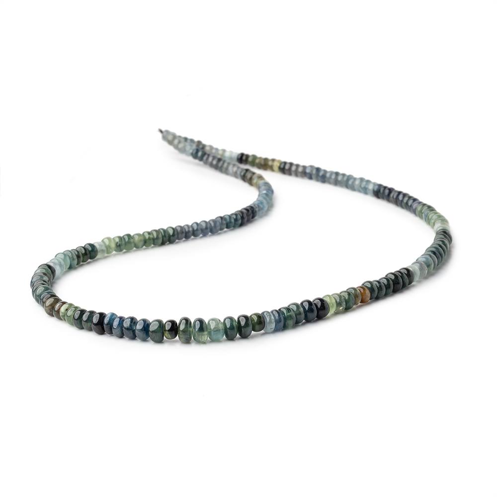 3-5.5mm Blue & Green Sapphire Plain Rondelle Beads 16 inch 172 pieces - Beadsofcambay.com