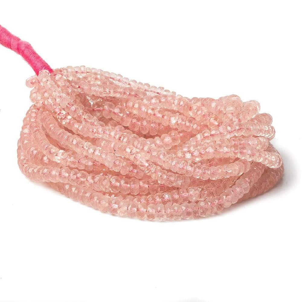 3-5mm Morganite faceted rondelle beads 16 inces 155 pieces AA - Beadsofcambay.com