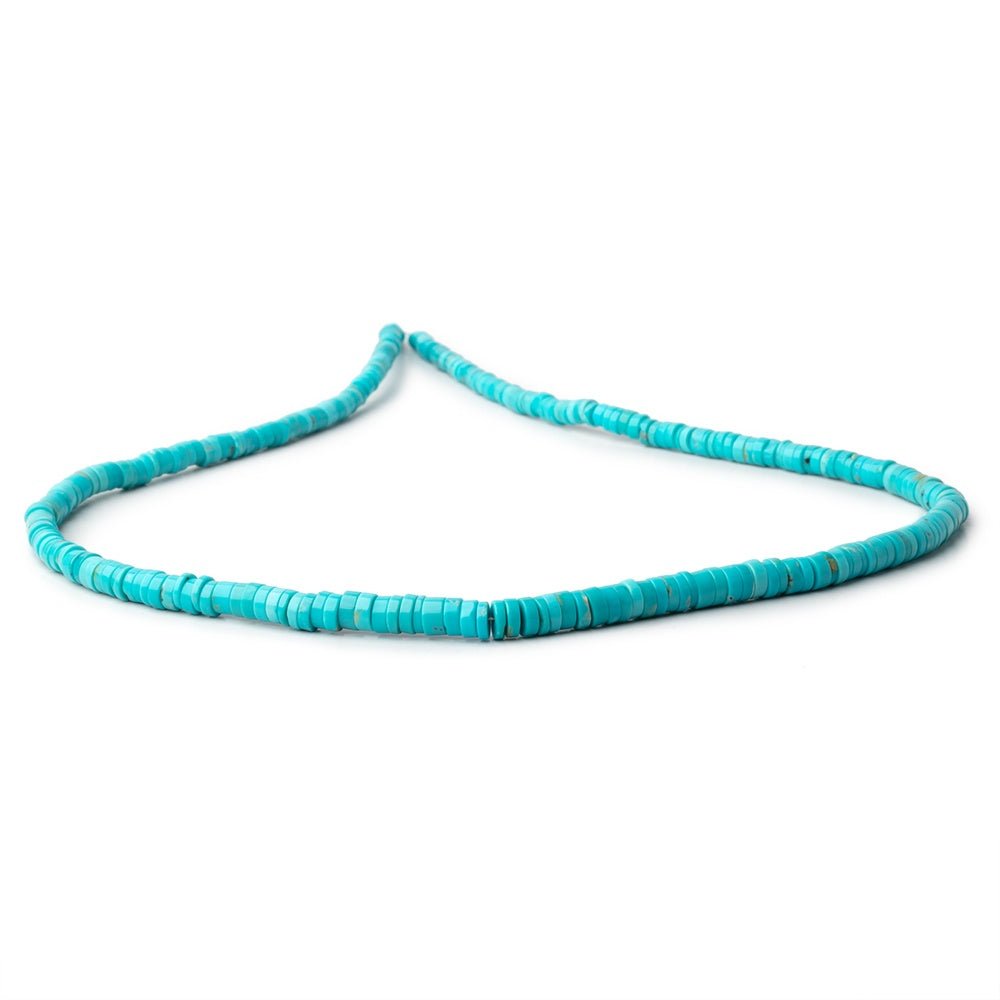 3-5mm Sleeping Beauty Turquoise Plain Heshi Beads 18 inch 287 pieces - Beadsofcambay.com
