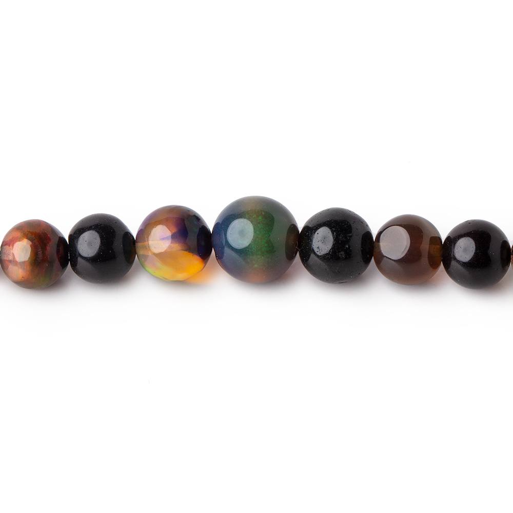 3-6mm Black Ethiopian Wollo Opal Plain Round Beads 18 inch 106 pieces - Beadsofcambay.com