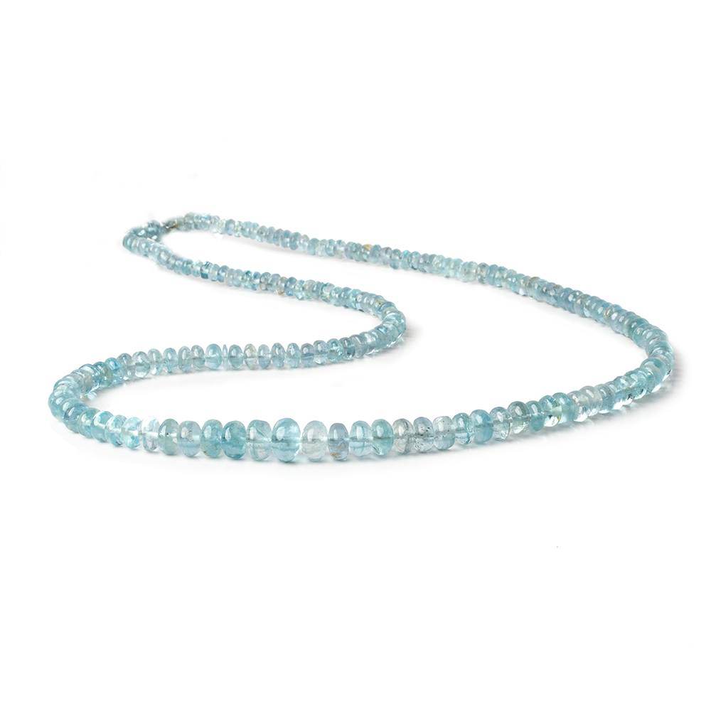 3-7mm Aquamarine Plain Rondelle Beads 18 inch 159 pieces AA - Beadsofcambay.com