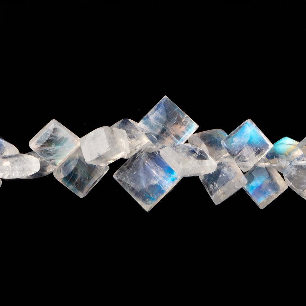 3-8mm Rainbow Moonstone Plain Square Beads 6.5 inch 48 pieces AA
