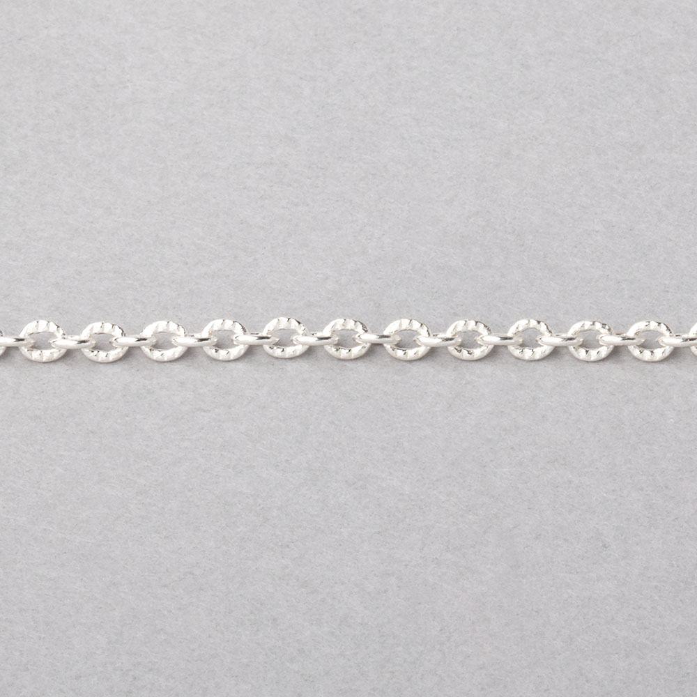 3 Feet - 2.5mm Silver plated Small Corrugated Oval Link Chain - Beadsofcambay.com