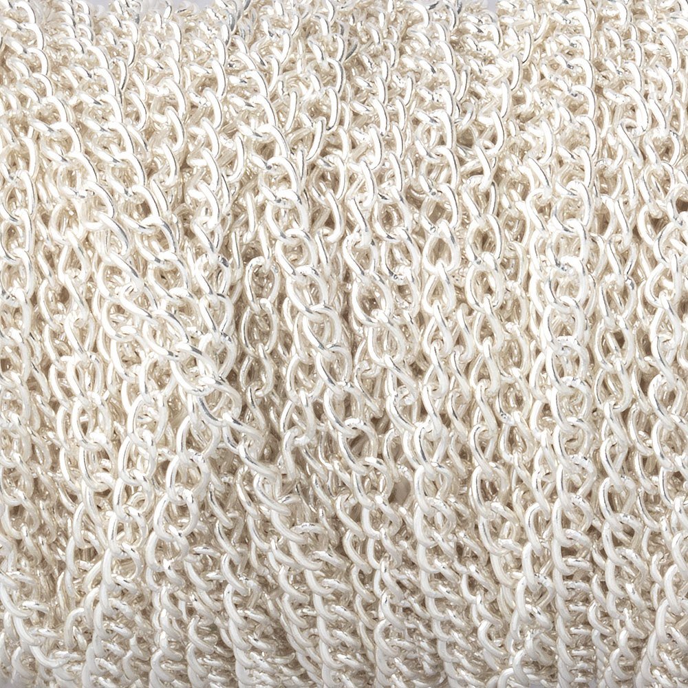 3 Feet - 2mm Silver plated Curb Link Chain - Beadsofcambay.com