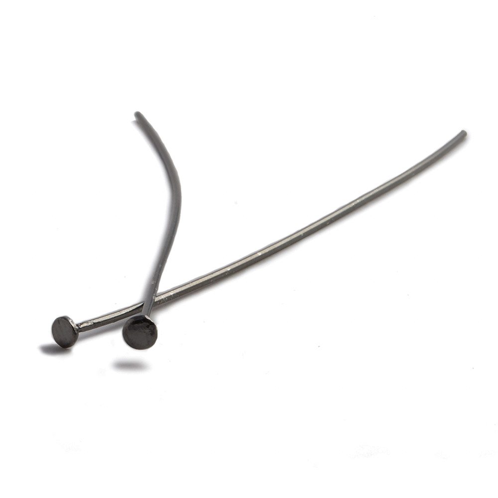 3" length Disc Headpin Black Gold plated .925 Silver, 22 Gauge Wire, 10 pieces per Bag - Beadsofcambay.com