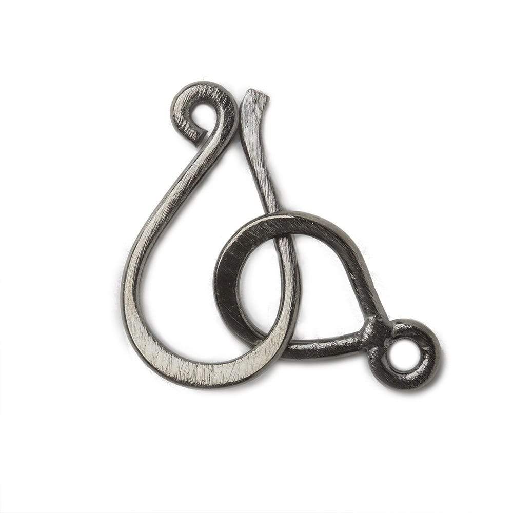 30x14mm Black Gold plated Silver Hook and Eye Clasp 1 piece Brushed - Beadsofcambay.com