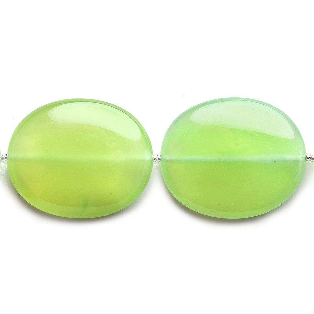 30x25mm Margarita Green Chalcedony Plain Ovals 8 inch 7 beads A - Beadsofcambay.com