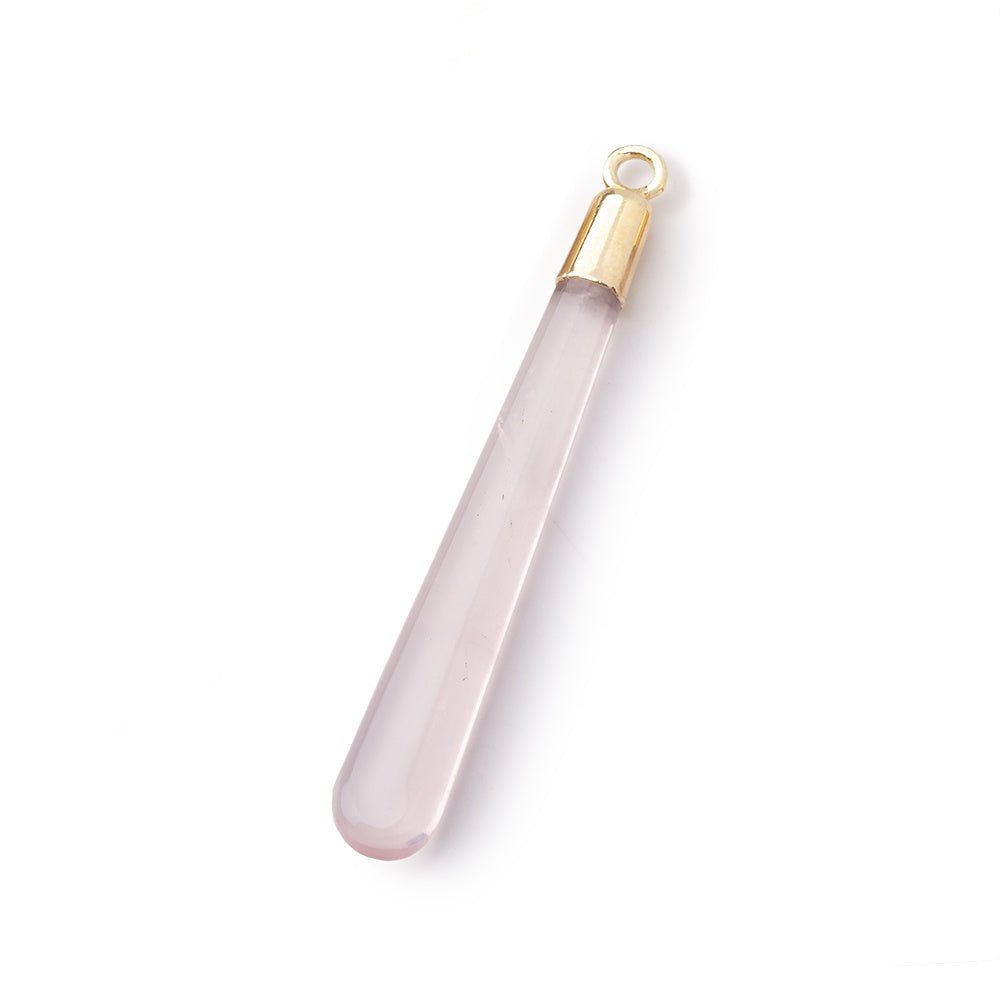 31-41mm Gold Leafed Rose Quartz Pear Pendant 1 focal piece - Beadsofcambay.com