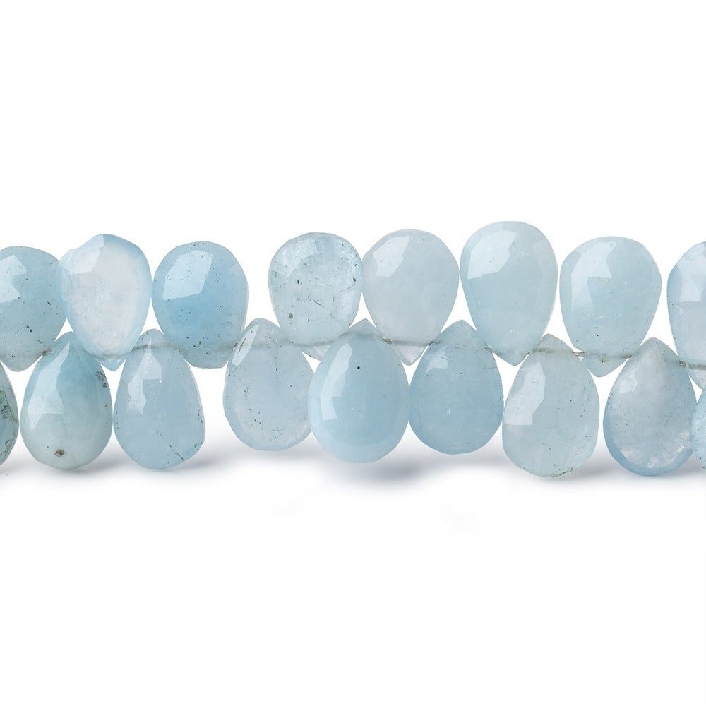 8x6mm Milky Aquamarine faceted pear beads 8 inch 65 pieces AA - BeadsofCambay.com