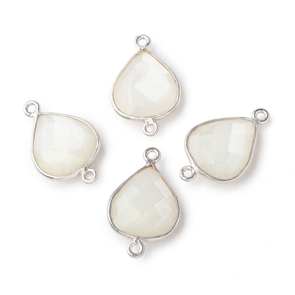 16x14mm Silver .925 Bezel White Moonstone faceted pear Connector 1 piece view 1