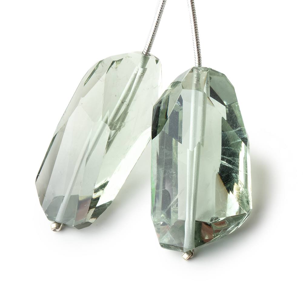 33mm Prasiolite Faceted Nugget Focal Beads Set of 2 pieces - Beadsofcambay.com