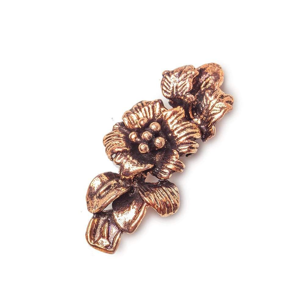 33x15mm Antiqued Copper Hibiscus Flower Slider Finding Set of 2 - Beadsofcambay.com