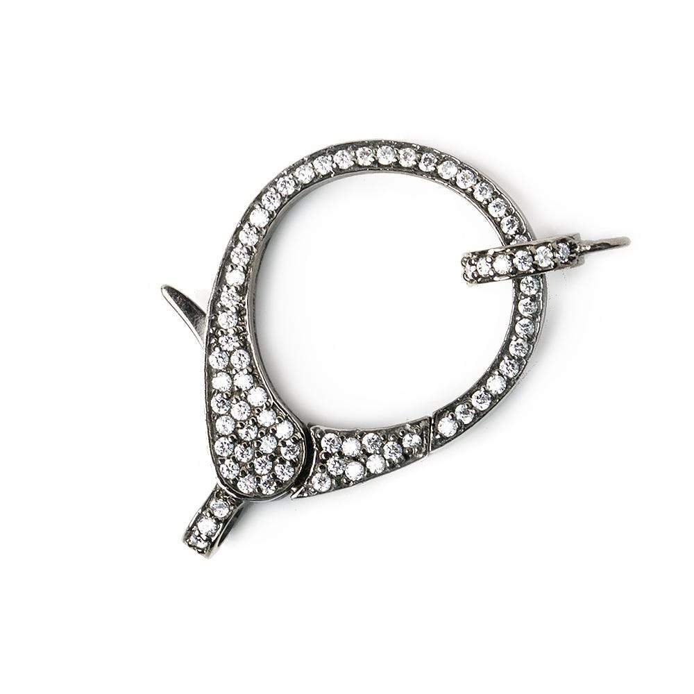 33x17mm Black Gold .925 Silver Pave CZ Lobster Clasp with CZ Ring 1 piece - Beadsofcambay.com