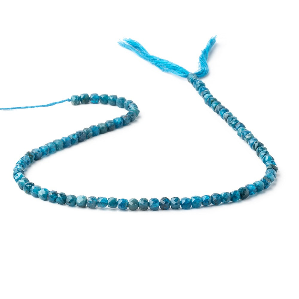 4mm Apatite Micro Faceted Cube Beads 12.5 inch 83 pieces - BeadsofCambay.com