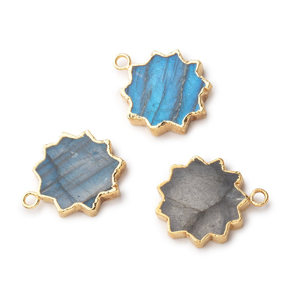 17mm Gold Leafed Labradorite Star Burst Focal Pendant 1 piece - BeadsofCambay.com
