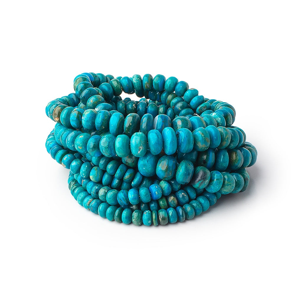 5-9mm Peruvian Blue Opalina plain rondelles 18 inch 108 beads AA - BeadsofCambay.com