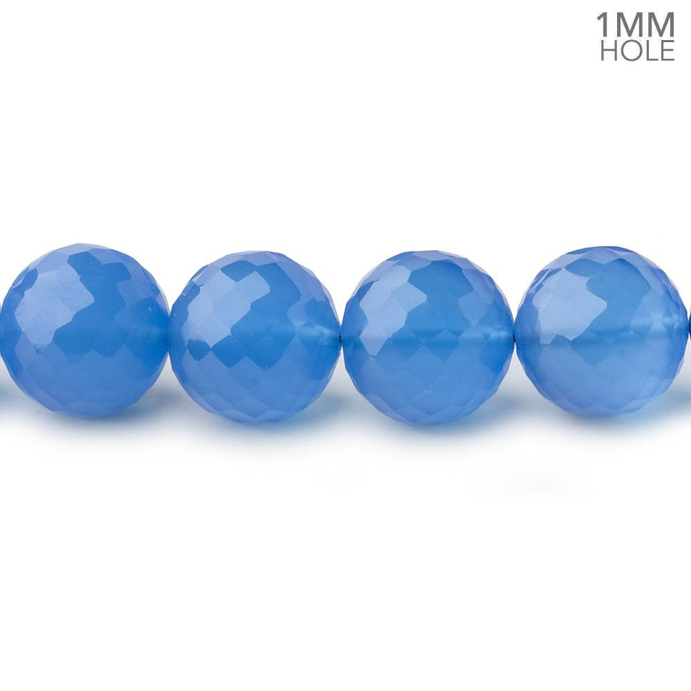 BeadsofCambay 8-10mm Santorini Blue Chalcedony faceted rounds 16 inch 47 large hole beads
