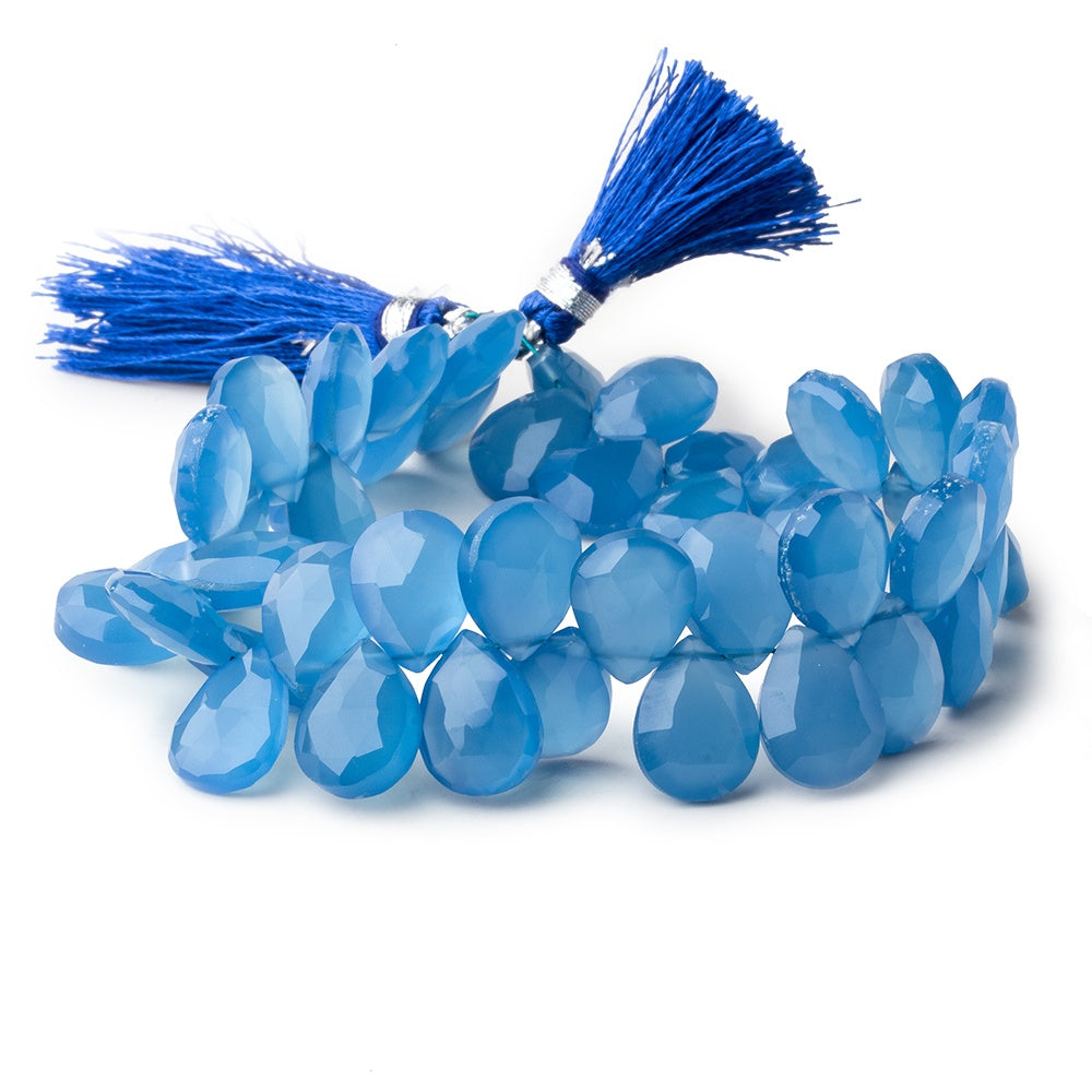 12x9mm Santorini Blue Chalcedony faceted pears 8 inch 45 beads view 1