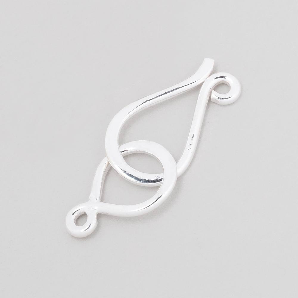 34x12mm Sterling Silver Shiny Hook and Eye Clasp 1 piece - Beadsofcambay.com