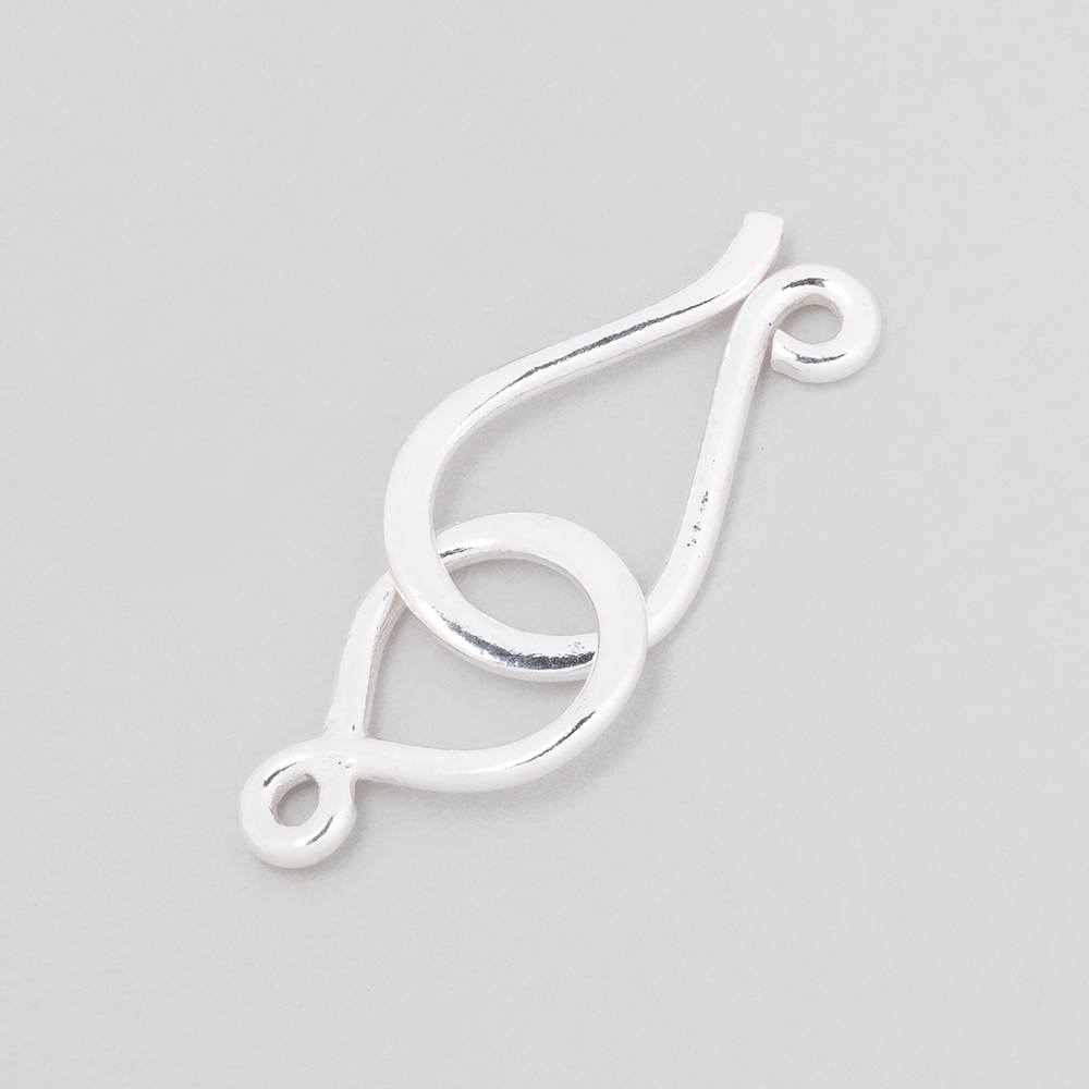 34x12mm Sterling Silver Shiny Hook and Eye Clasp 1 piece - Beadsofcambay.com