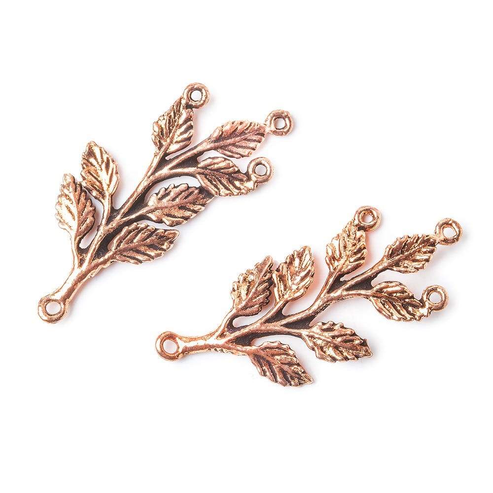 34x15x2mm Copper Drop - Connector, Branch With Leaves Set of 2 - Beadsofcambay.com