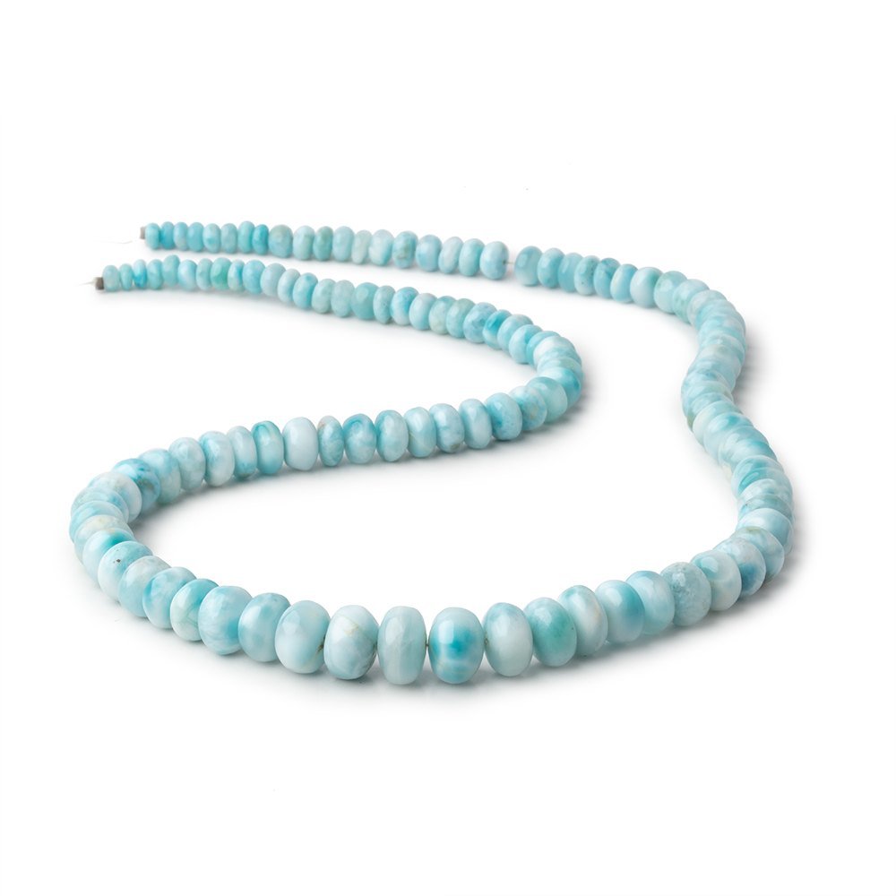 3.5-10mm Larimar Plain Rondelle Beads 18 inch 118 pieces AA - Beadsofcambay.com