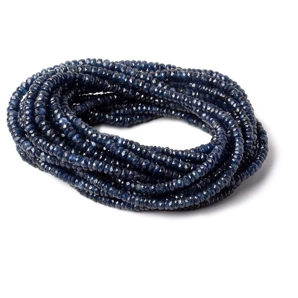 3.5-4.5mm Dark Blue Sapphire faceted rondelles 16 inches 210 beads AA - Beadsofcambay.com