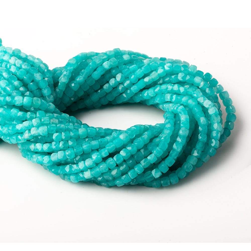 3.5-4mm Amazonite faceted cubes 12.5 inch 80 pieces A - Beadsofcambay.com