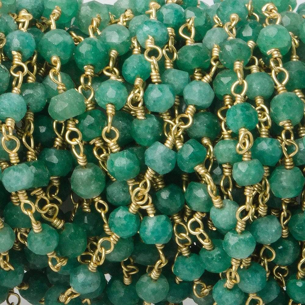 3.5-4mm Amazonite faceted rondelle Gold plated Chain by the foot 34 beads - Beadsofcambay.com