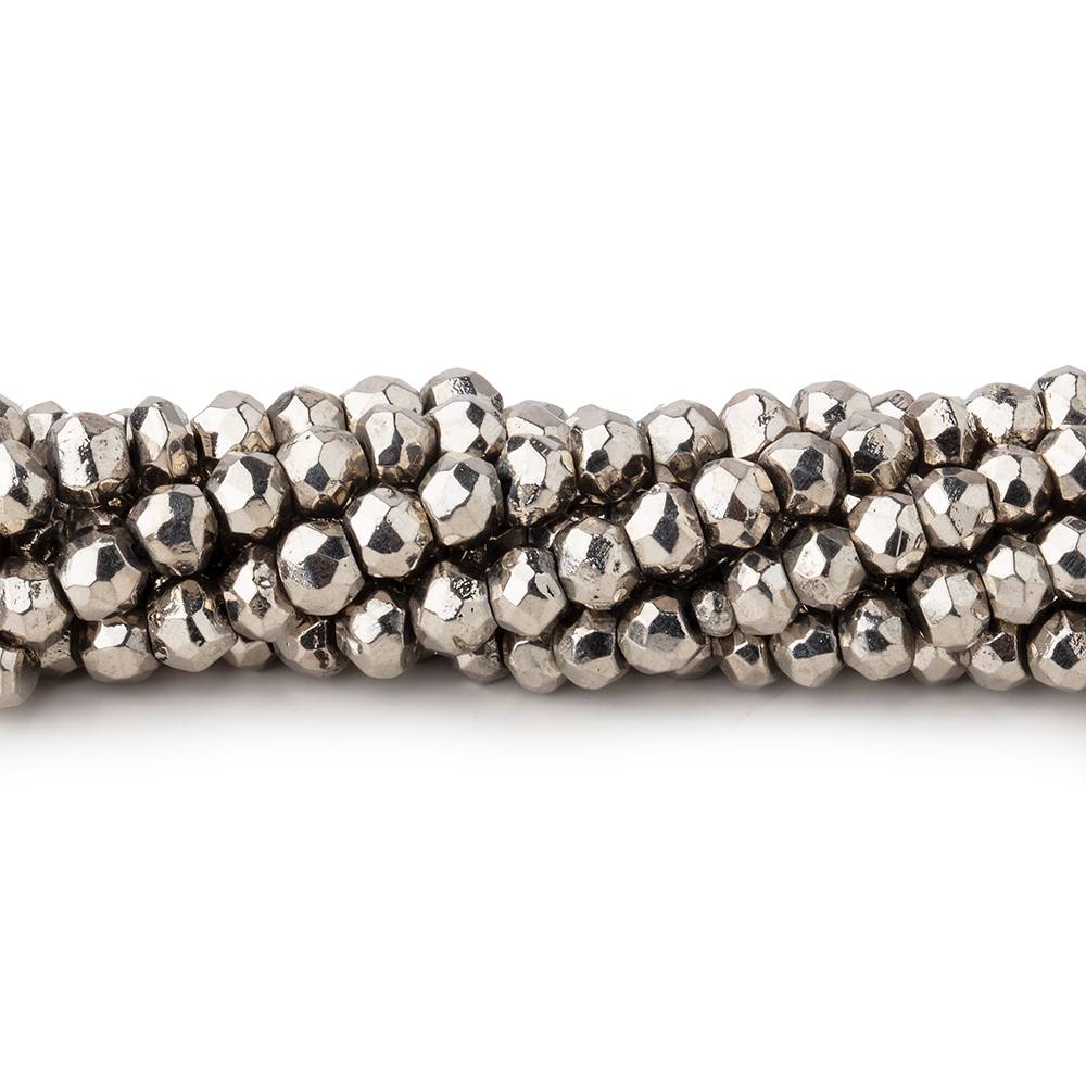 3.5-4mm Metallic Silver plated Pyrite faceted rondelle Beads 104 pcs - Beadsofcambay.com