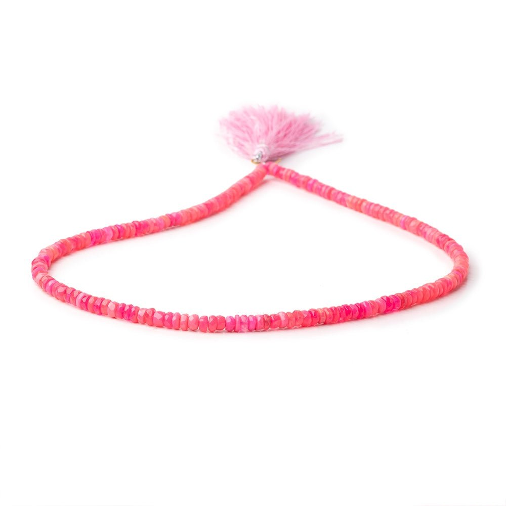 3.5-4mm Pink Ethiopian Opal Faceted Rondelle Beads 16 inch 186 pieces - Beadsofcambay.com