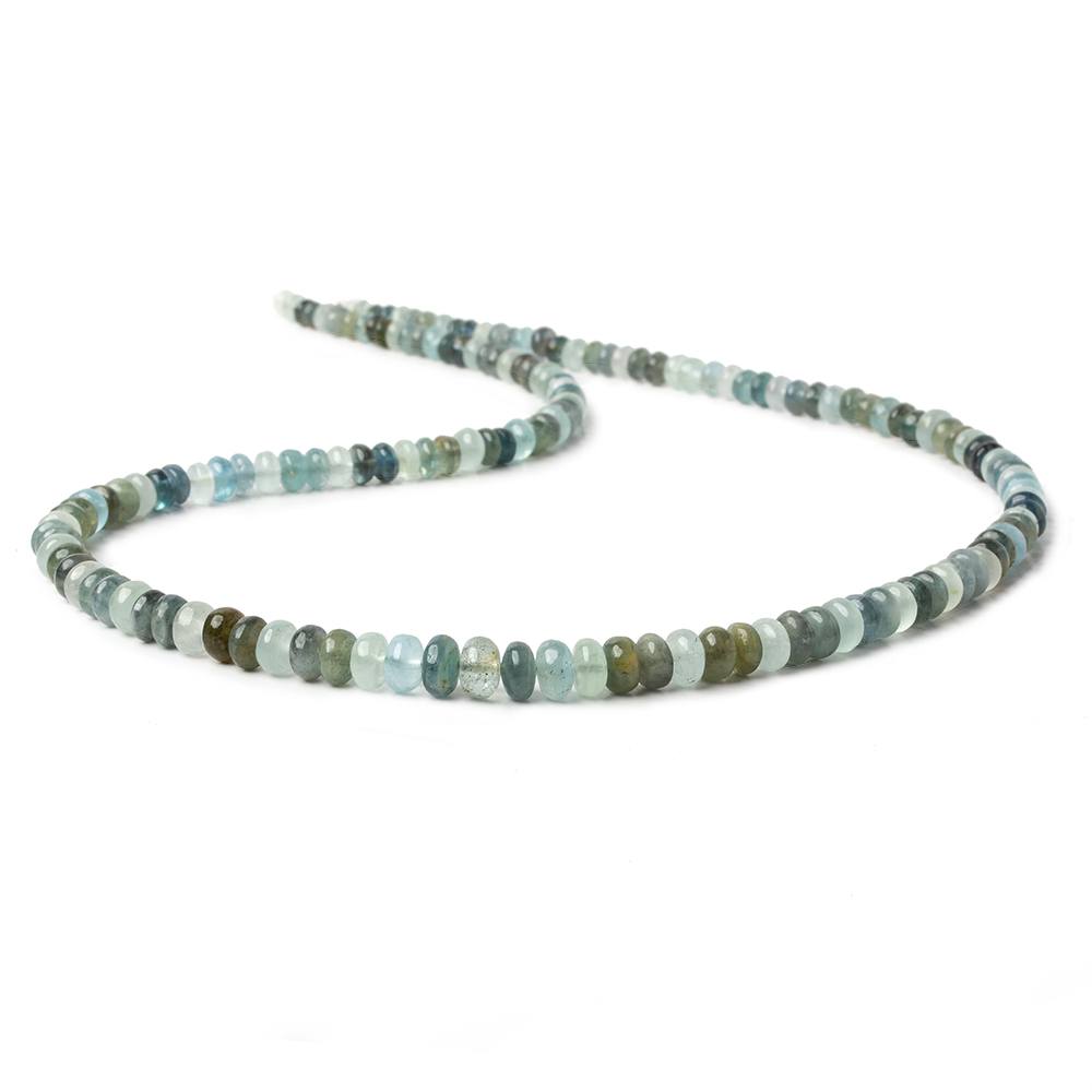 3.5-6.5mm Aqua & Moss Aquamarine plain rondelles 18 inch 155 beads AA - Beadsofcambay.com
