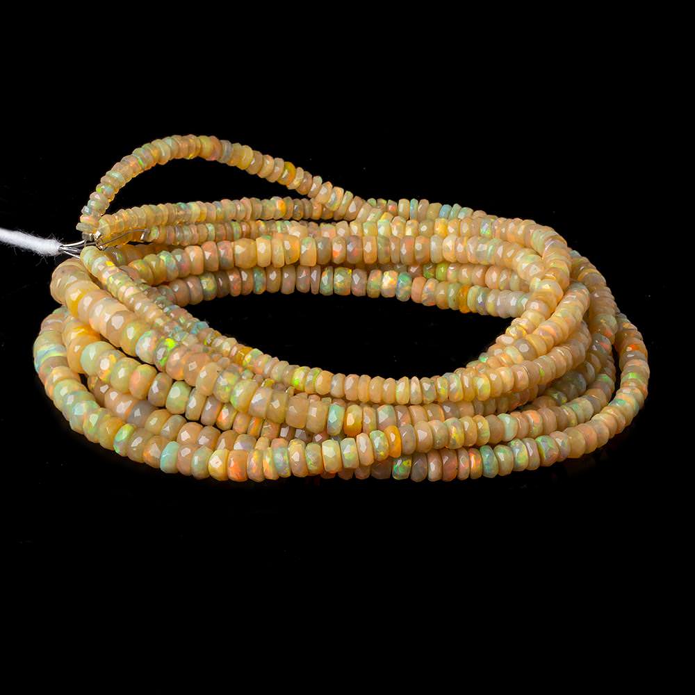 3.5-6.5mm Ethiopian Opal Faceted Rondelles 18 inch 190 beads AAA - Beadsofcambay.com