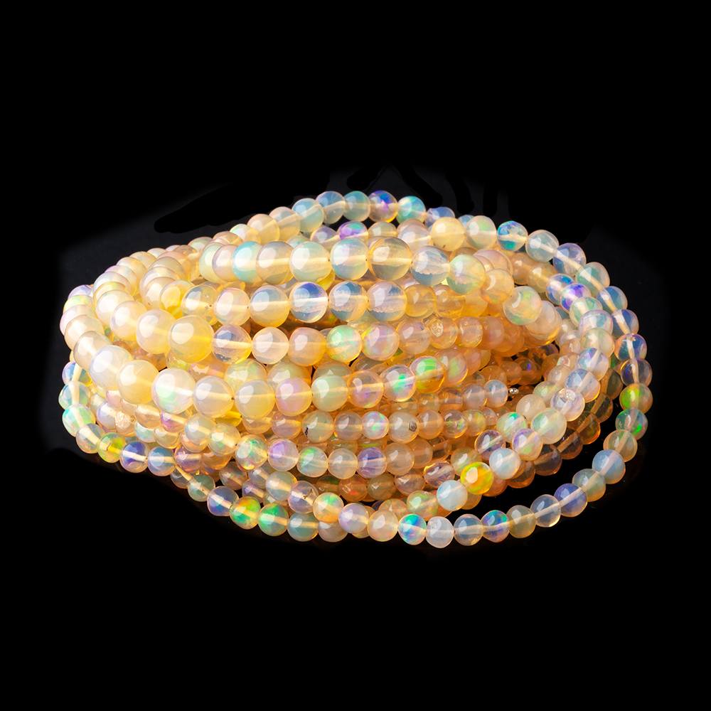3.5-6mm Golden Ethiopian Opal Plain Round Beads 16 inch 92 pieces AA - Beadsofcambay.com