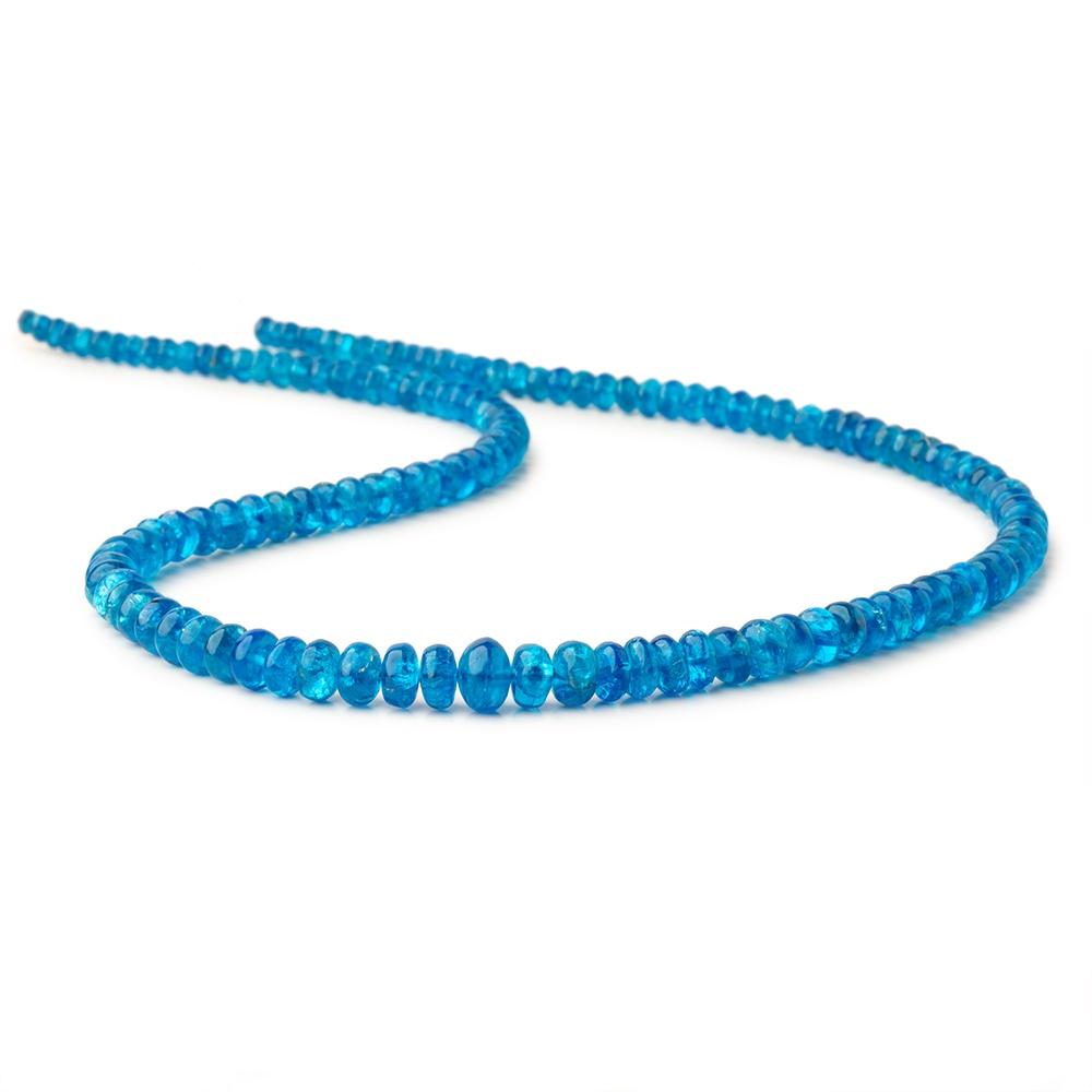 3.5-7.5mm Neon Blue Apatite plain rondelle beads 18 inch 135 pieces AA - Beadsofcambay.com