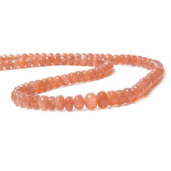 3.5-7mm Dark Angel Skin Peach Moonstone Plain Rondelle Beads 16 inch 106 pcs - Beadsofcambay.com
