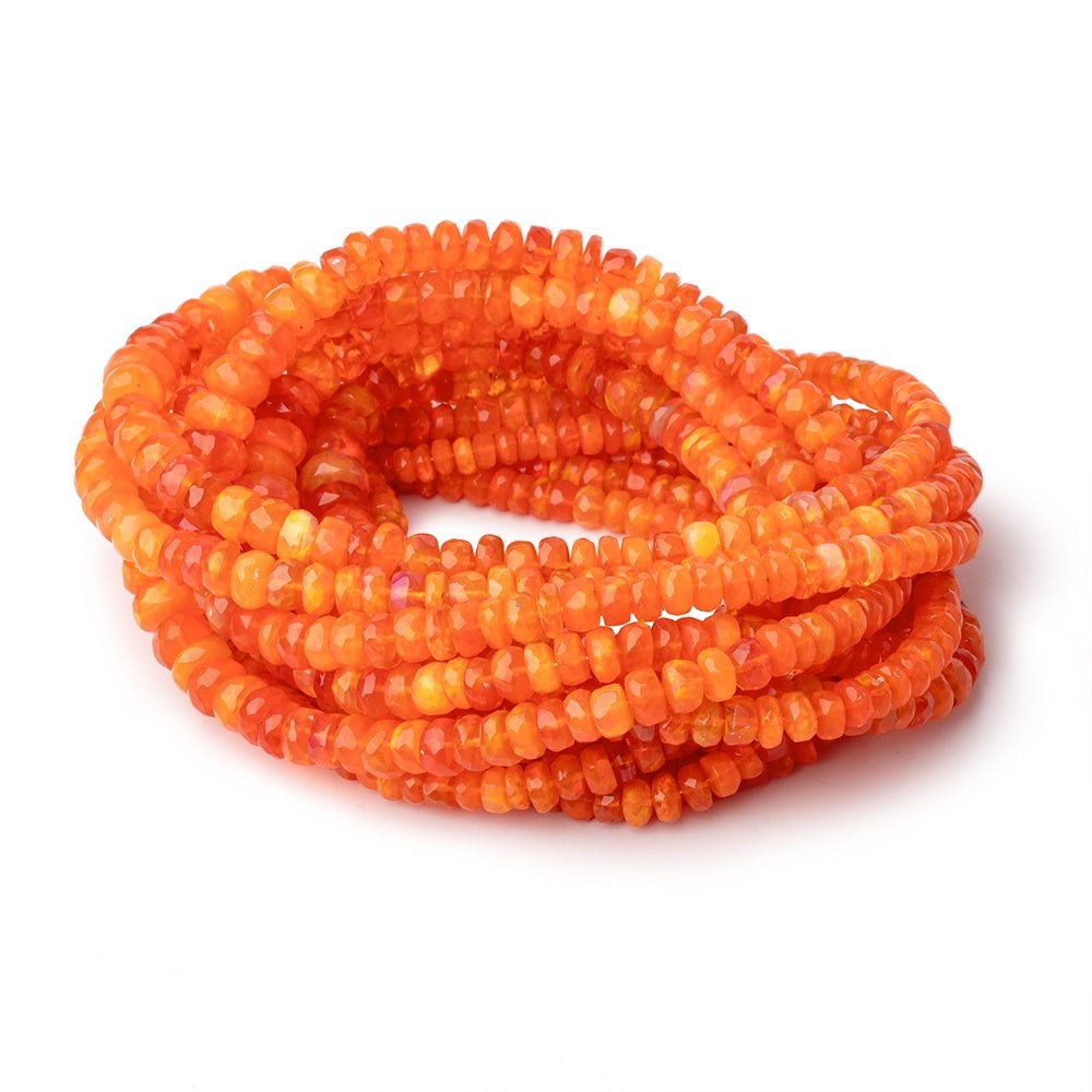 3.5-7mm Tangerine Ethiopian Opal Faceted Rondelle Beads 16 inch 136 pieces AA - Beadsofcambay.com